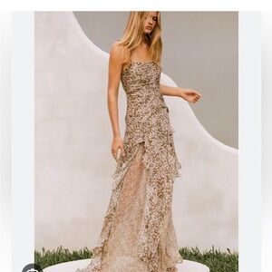 Shona Joy floral olive green maxi dress